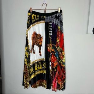 Multi Printed Pleated Skirt
